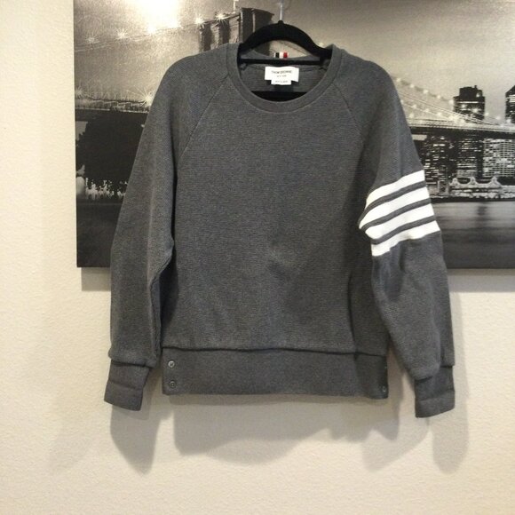 Thom Browne Medium Grey Raglan Sleeve 4-bar Sweatshirt Made In Japan sz1/Org$900 - Picture 1 of 12